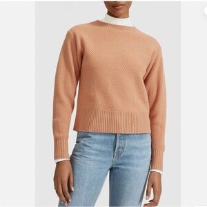 Everlane Re-Cashmere Stroopwafel Crew waffle knit chunky sweater, Faded Sienna